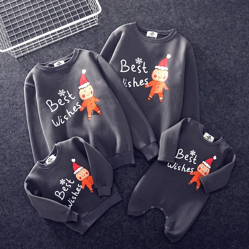 Christmas Clothes Mom Dad Kids Santa Claus Long Sleeve Hoodie Pullover Sweatshirt Jumper Family Matching Warm Autumn Casual Tops