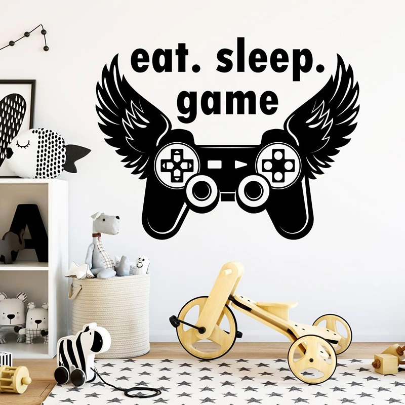 Eat. sleep. game наклейка для геймеров Наклейка на стену джойстик декорация