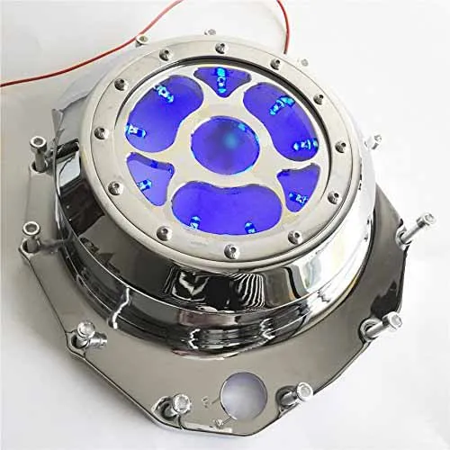 Детали мотоцикла Синяя светодиодная Прозрачная крышка сцепления двигателя для