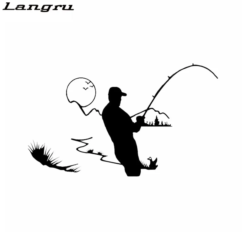 Langru 14 9*8 9 см Открытый рыбный Декор виниловая наклейка на машину Силуэт Высокое