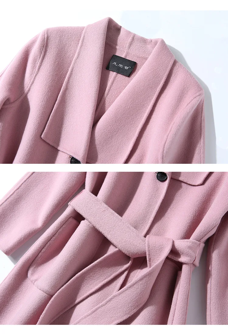 Winter Woman Coats Autumn High-end Solid Color Double-sided Cashmere Coat Slim Double-sided Wool Coat Female