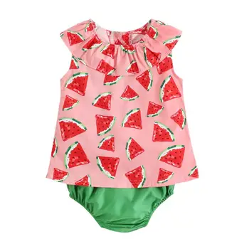 

Summer Baby Girl Clothes Sets Printed Watermelon Cute Infant Baby Girl Outfit Clothes Vest Top T-shirt+Shorts Pants Set