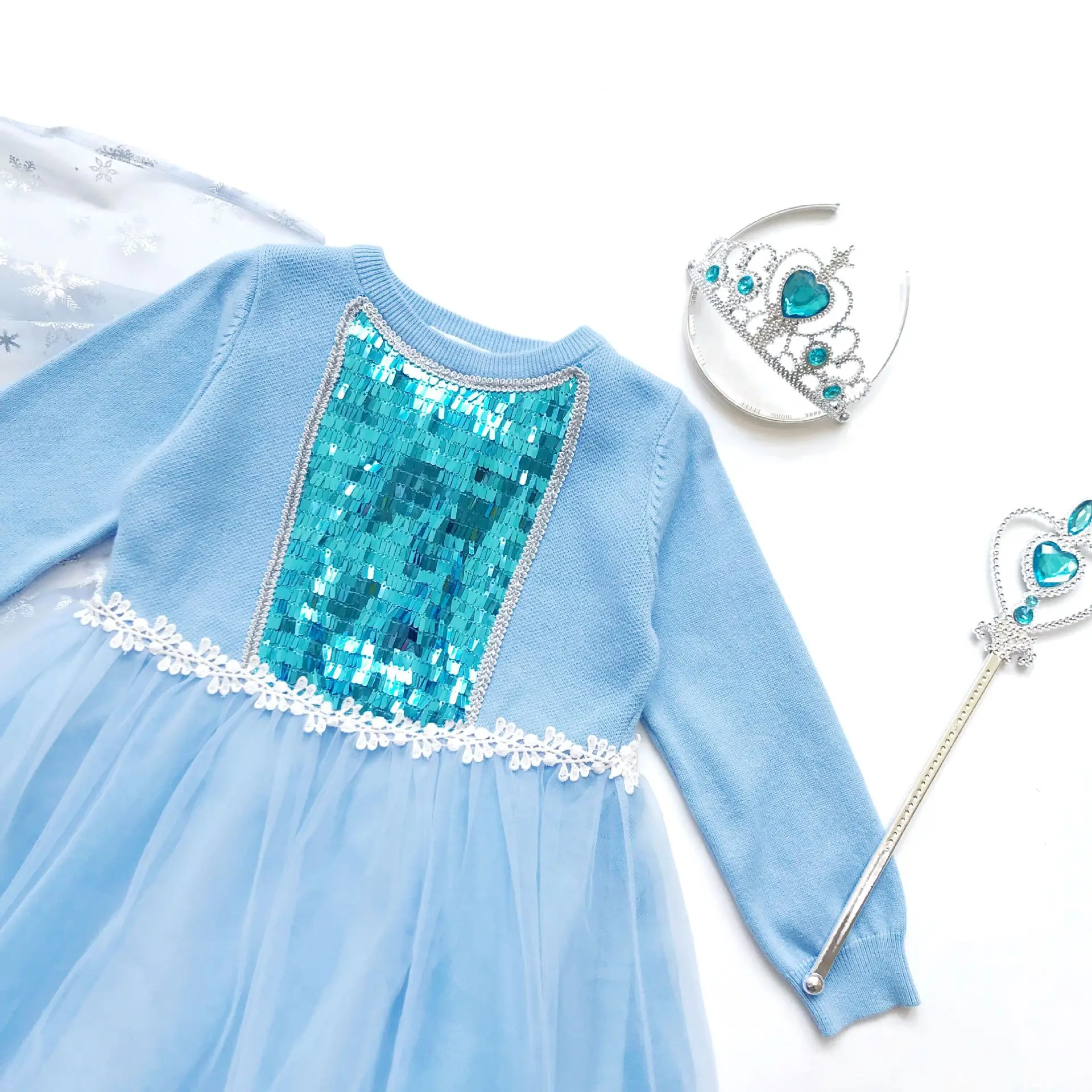 Autumn Winter Girls Long Sleeve Knitting Dress Baby Princess Dress Sweet lovely girl Lace Christmas Dress