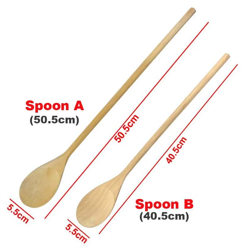 Wooden Bamboo Extra Long Handle Big Large Spoons 50cm 40cm Natural Wood Utensils for Cooking Mixing Stirring wooden serving spoon ladle