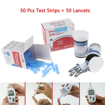 

GA-3 Diabetic Blood Glucose Test Strips 50pcs Test Paper + 50pcs Lancets Needles For Blood Sugar Detection Glucometer
