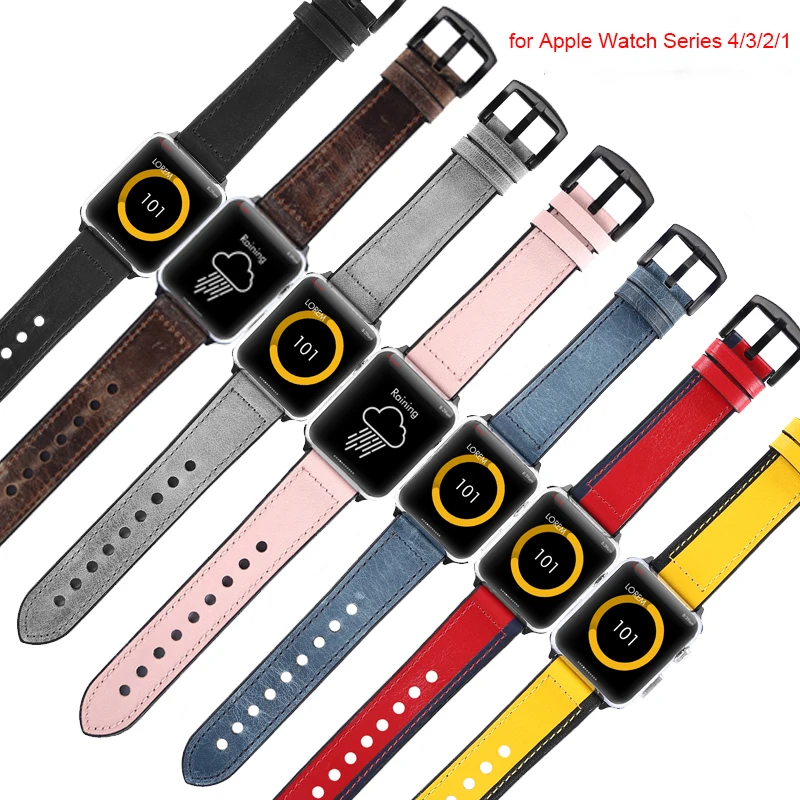 42 мм 44 мм кожаный ремешок для наручных часов Apple Watch, версии совместим с Apple Watch Series 4/3/2/1 спорт издание кожаная Петля