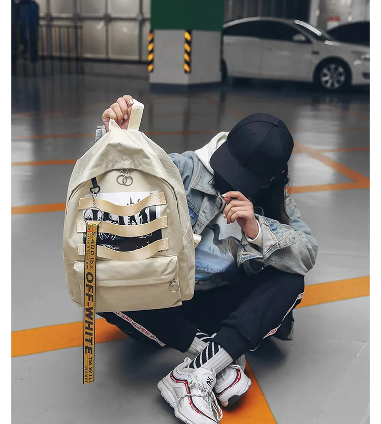 Harajuku хип хоп мужской рюкзак школьные сумки для подростков печать дизайнерский рюкзак унисекс Выкл путешествия белый студенческий граффити Сумки