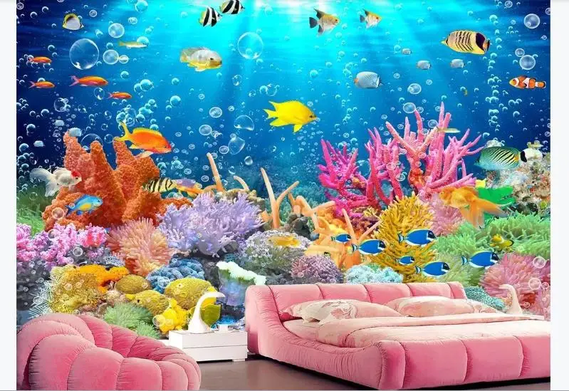 

3D underwater world Wallpaper The Living Room Bedroom Photo Wallpaper 3D Children Room Wall Murals