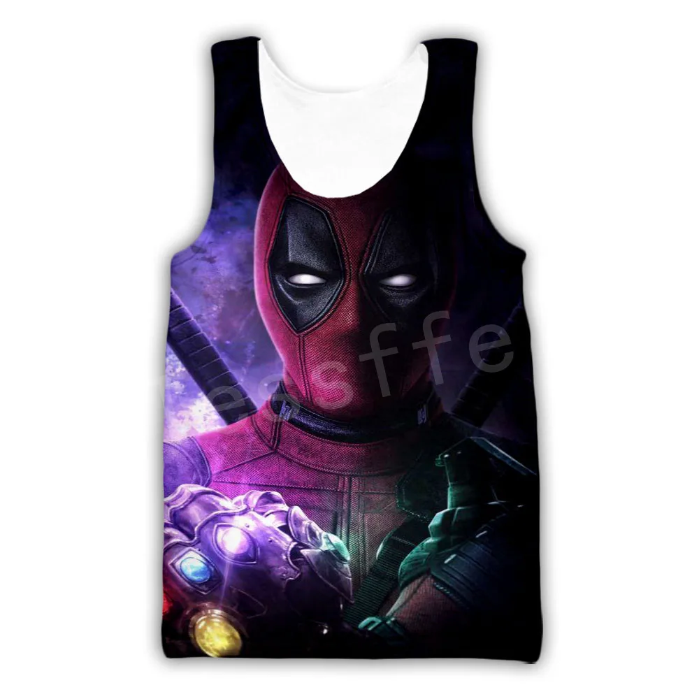 Tank top Tessffel Горячая фильм фильма «Дэдпул»; рубашки с героями комиксов Марвел, Harajuku Повседневное красочные костюмы в стиле "хип-хоп", бегом, 3dprint с жилетом в стиле унисекс/майка MenWomen s1 - Цвет: Tank top