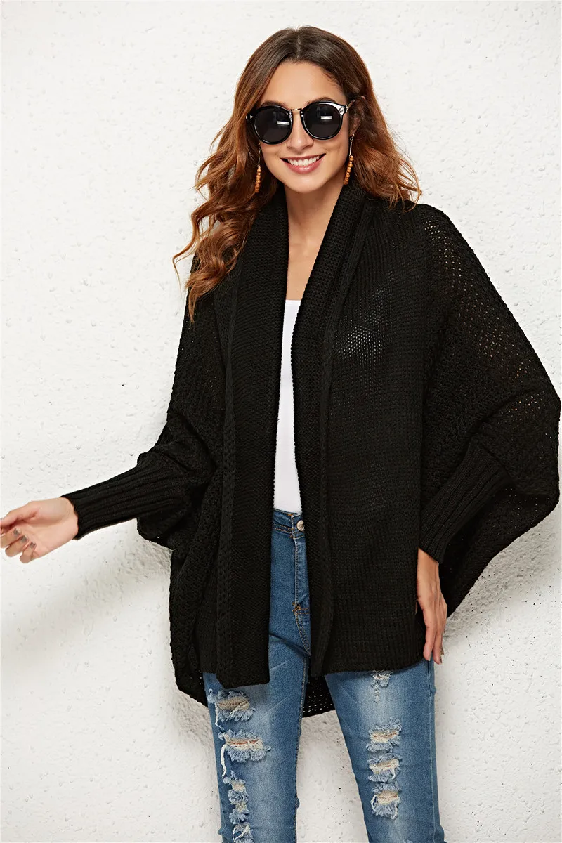 New Fashion Cardigans Women 2019Autumn Winter Warm Knitted Batwing Sleeve Loose Long Knitted Sweater Coat Female Casual Cardigan