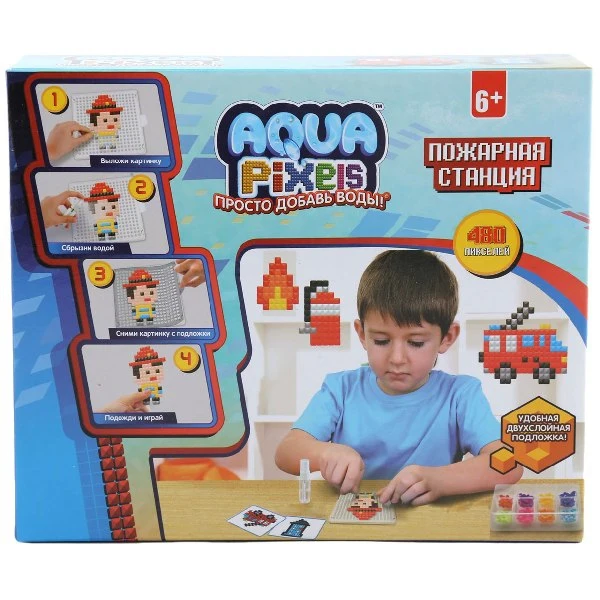 Набор для творчества 1 Toy Aqua Pixels квадрат. детали 480 дет ''Пожарная станция''