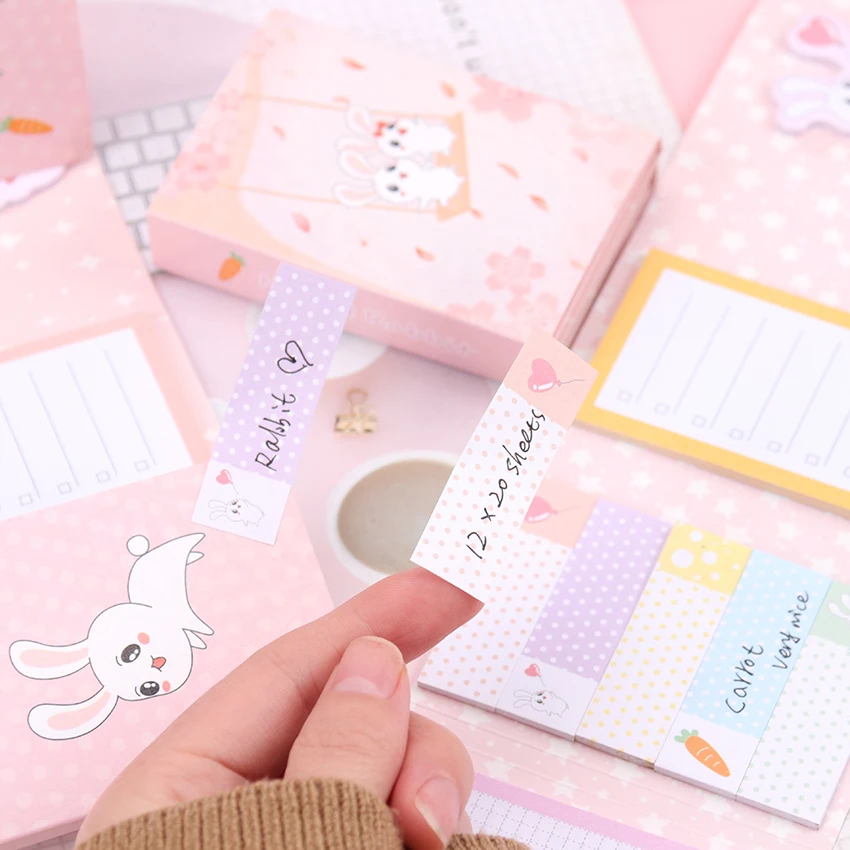 Kawaii Cherry Blossom Rabbit складной Блокнот N Times Sticky Notes To Do List Planner memo закладки для блокнота канцелярские принадлежности