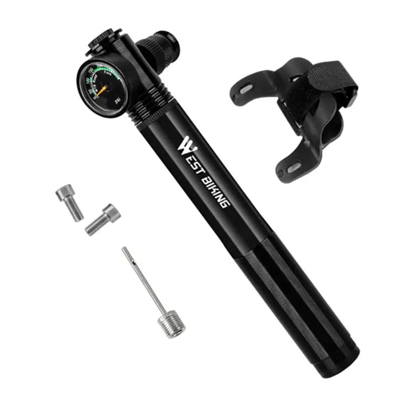 Алюминиевый велосипедный насос высокого давления двунаправленный надувной портативный мини-насос - Цвет: Черный