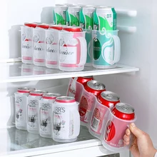 4-loch Kühlschrank Lagerung Box Bier Getränke Lagerung Box Küche Zubehör Cola Organizer Haushalts Sparen Sie Raum Stapelbar