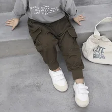 20436 г. Рабочие Штаны для мальчиков г. Новые стильные осенние детские брюки в Корейском стиле, детский однотонный цветной нагрудник, комбинезон