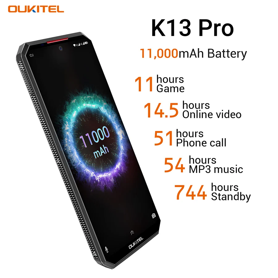 OUKITEL K13 Pro Android 9,0 мобильный телефон 6,4" 19,5: 9 экран MT6762 4G ram 64G rom 5 V/6A 11000mAh OTA NFC сканер отпечатков пальцев Смартфон