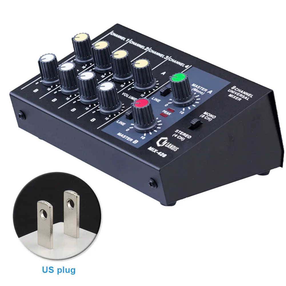 

High Quality Mixing Console 8 Channel Panel Karaoke Microphone Sound Mixer Digital Adjusting Stereo US Plug #2