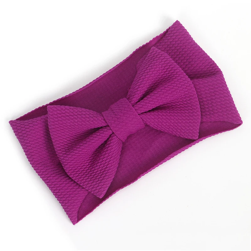 Maroon Baby Knotted Headband Children Big Bow Wide Turban Girl Elastic Soft Waffle Fabric Hair Accessories Newborn Photography Props - Цвет: Maroon