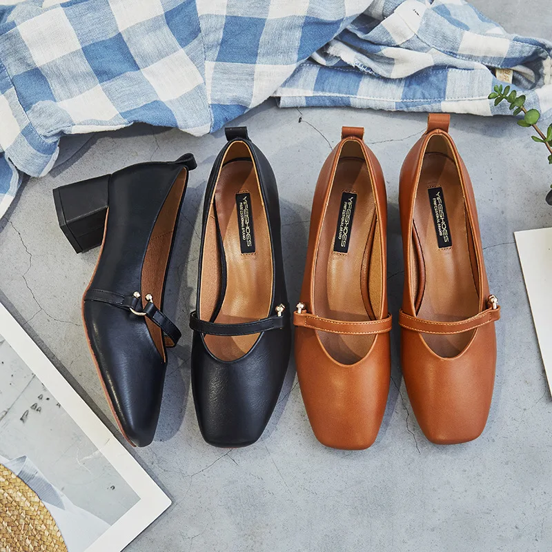 

Semi-high Heeled Women's Summer Shoes 2019 New Style Square Head Grandma Shoes MORI Series Korean-style Versatile Low-Cut WOMEN'