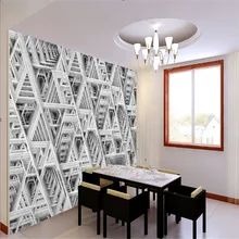 Черно-белые треугольники абстрактные геометрические 3D обои для рабочего стола офисный ресторан кафе промышленный Декор обои 3D