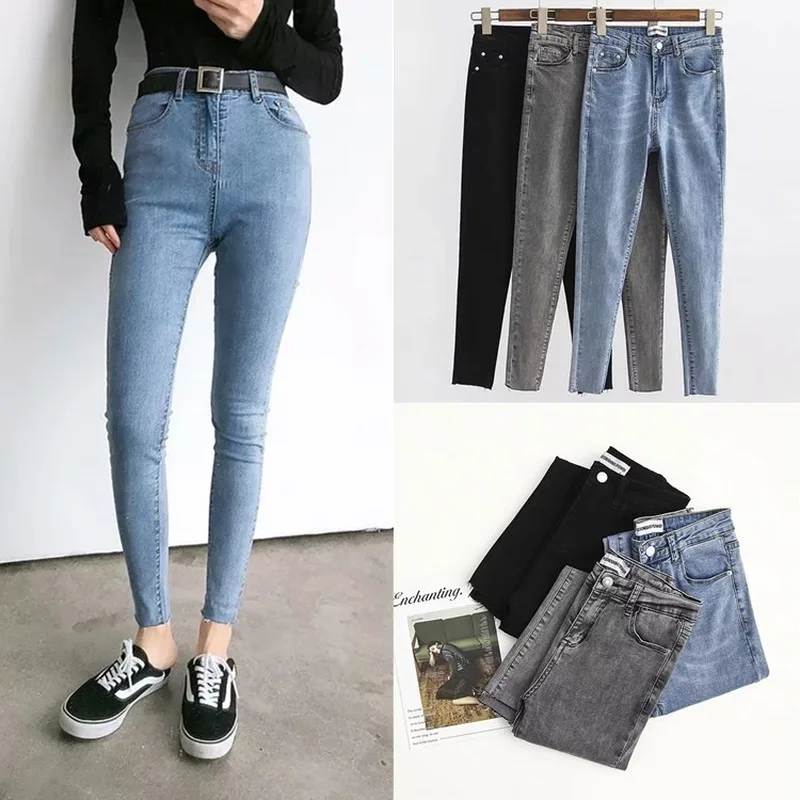 

Basic Denim Jeans Classic 4 Season Women High Waist Jeans Vintage Mom Style Pencil Jeans High Quality Cowboy Denim Pants -85