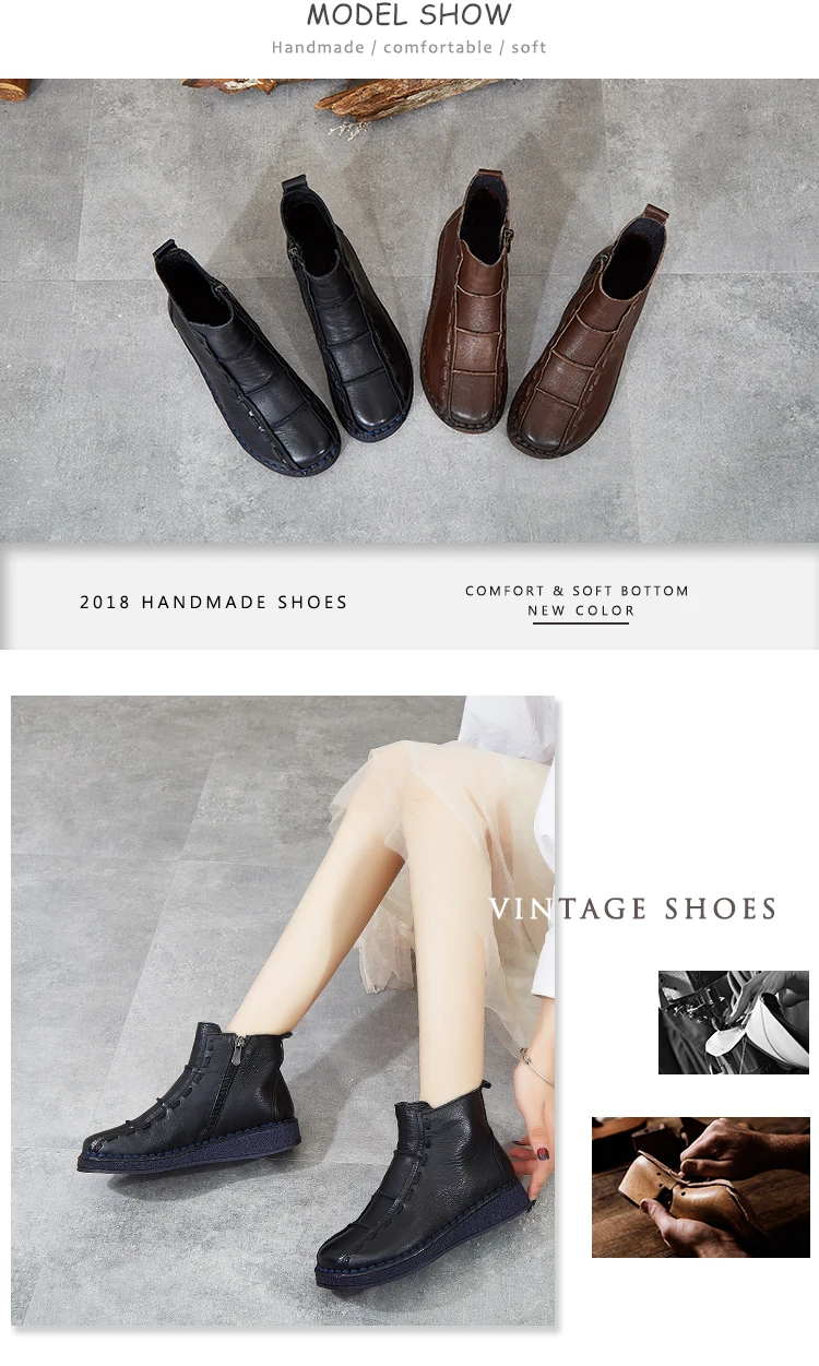 Женские ботильоны из натуральной кожи; элегантные ботинки в винтажном стиле; женские ботинки; цвет коричневый, черный; удобная дышащая обувь на мягкой подошве; S99520