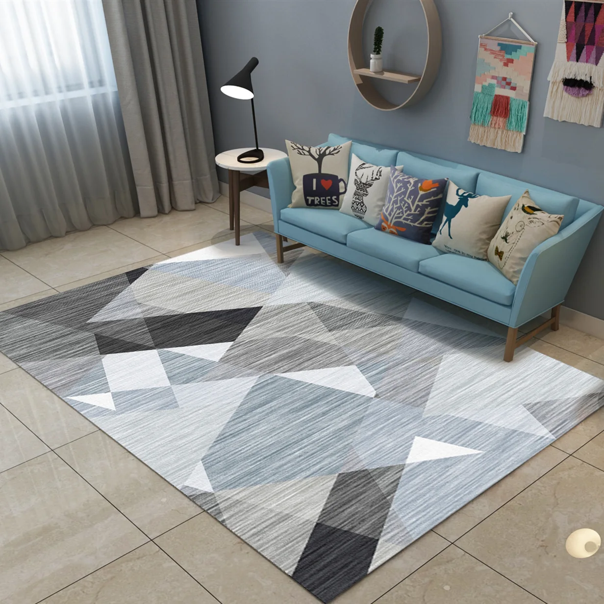 

Luxury Nordic Simple Style Living Room Carpet Bedroom Full of Geometric Style Tea Table Cushion Room