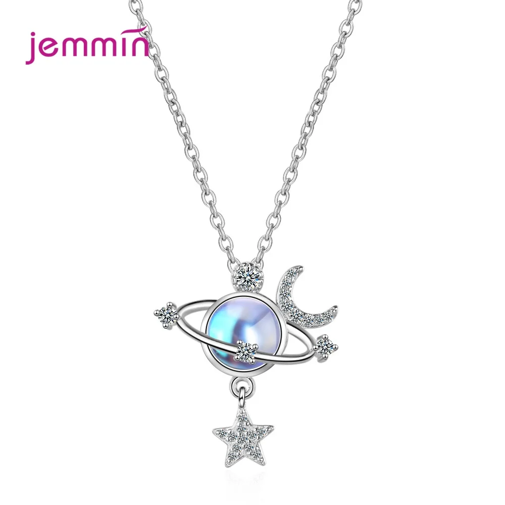 

Женское ожерелье из серебра 925 пробы с кулоном в виде Луны и звезды