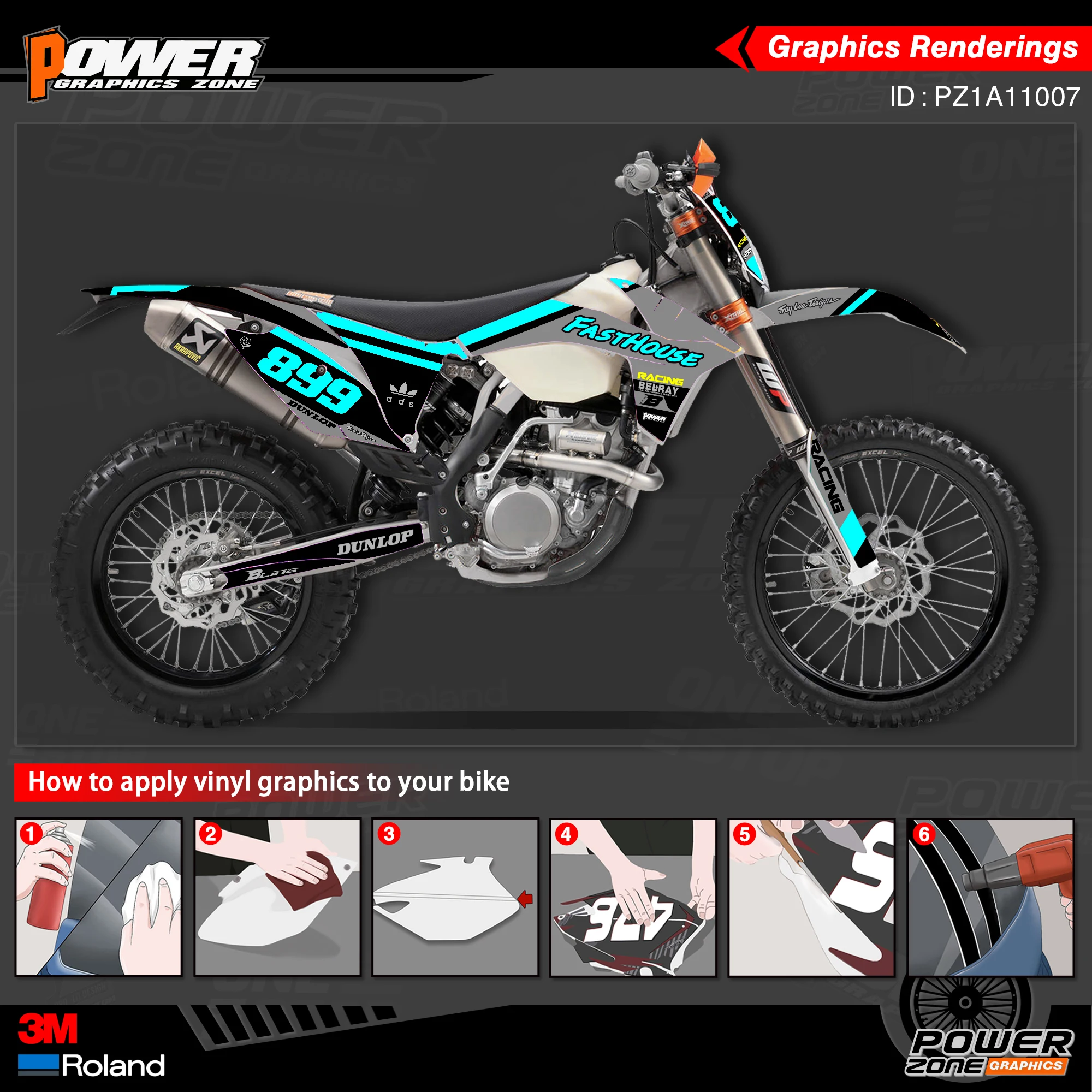 PowerZone Custom Team Graphics Backgrounds Decals 3M Stickers Kit For KTM SX SXF MX 11-12 EXC XCW Enduro 12-13 125 to 500cc 07
