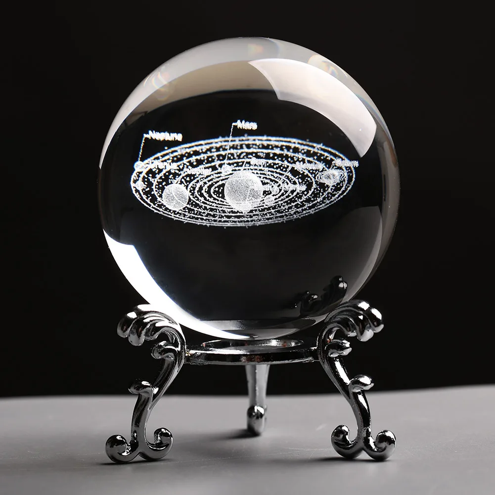 with silver base SOLEDI лазерной гравировкой креативные кварцевые шар, стеклянная сфера украшение ремесло подарок модные Стекло мяч для астрофиле миниатюрный 6 см - Цвет: with silver base