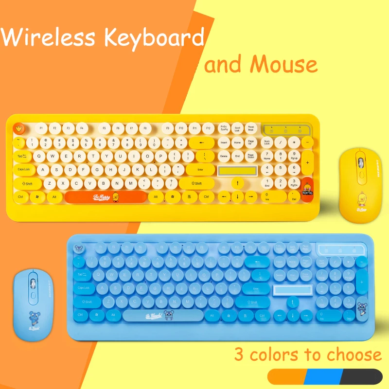 Беспроводная клавиатура и мышь, набор, Bluetooth, Ретро стиль, панк, дизайн машинки, 104 клавиш, для офиса, ПК, рабочего стола, ноутбука, Mac, Windows# K68