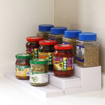 

Creative 3 Layer Telescopic Seasoning Rack Plastic Kitchen Corner Space Saving Spices Bottle Organizer Shelf Cutlery Organizer