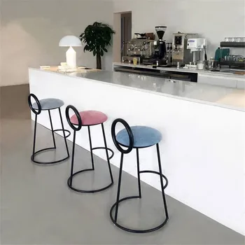 

Nordic Designer Bar Stools Post Modern Minimalist Personality Geometric Bar Chair Home Light Luxury Fabric High Stool