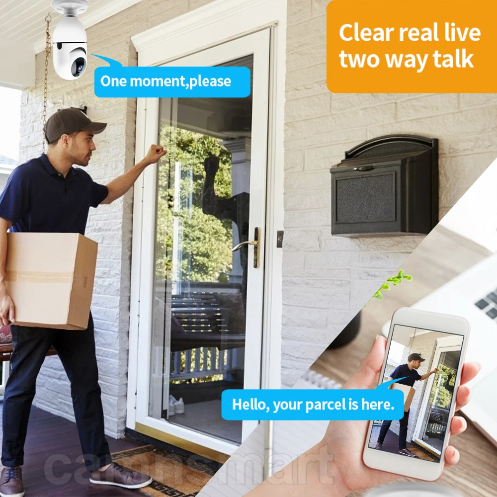 1080P E27 Bulb Wifi Camera with PTZ HD Infrared Night Vision Two Way Talk Baby Monitor Auto Tracking Ycc365plus Home Security