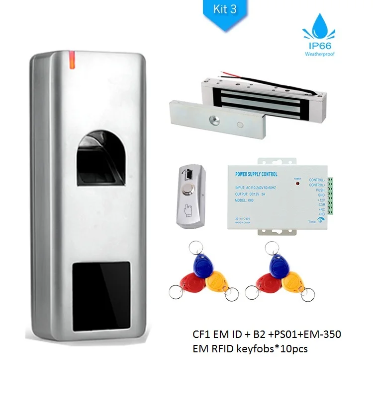 KIT 3 IP66 Waterproof 3000 users Fingerprint Access Control System
