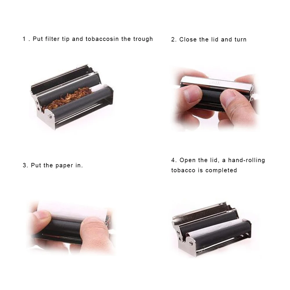 Manual Cigarette Rolling Machine Portable Smoking Accessories 70MM Metal Tobacco Roller DIY Rolling Paper Tool Gift for Men - Image 4