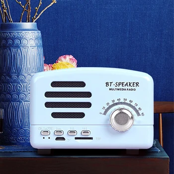 

Lovely Raido Mini Speaker Vintage Style Radio Shape Bluetooth V4.0 Support FM TF Card Wireless Fashion Mini Dustproof Speakers