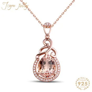 

JoyceJelly Fashion 925 Sterling Silver Pandent for Women Emerald Gemstone with Chain Heart Women Jewelry Wedding Gift Wholesale