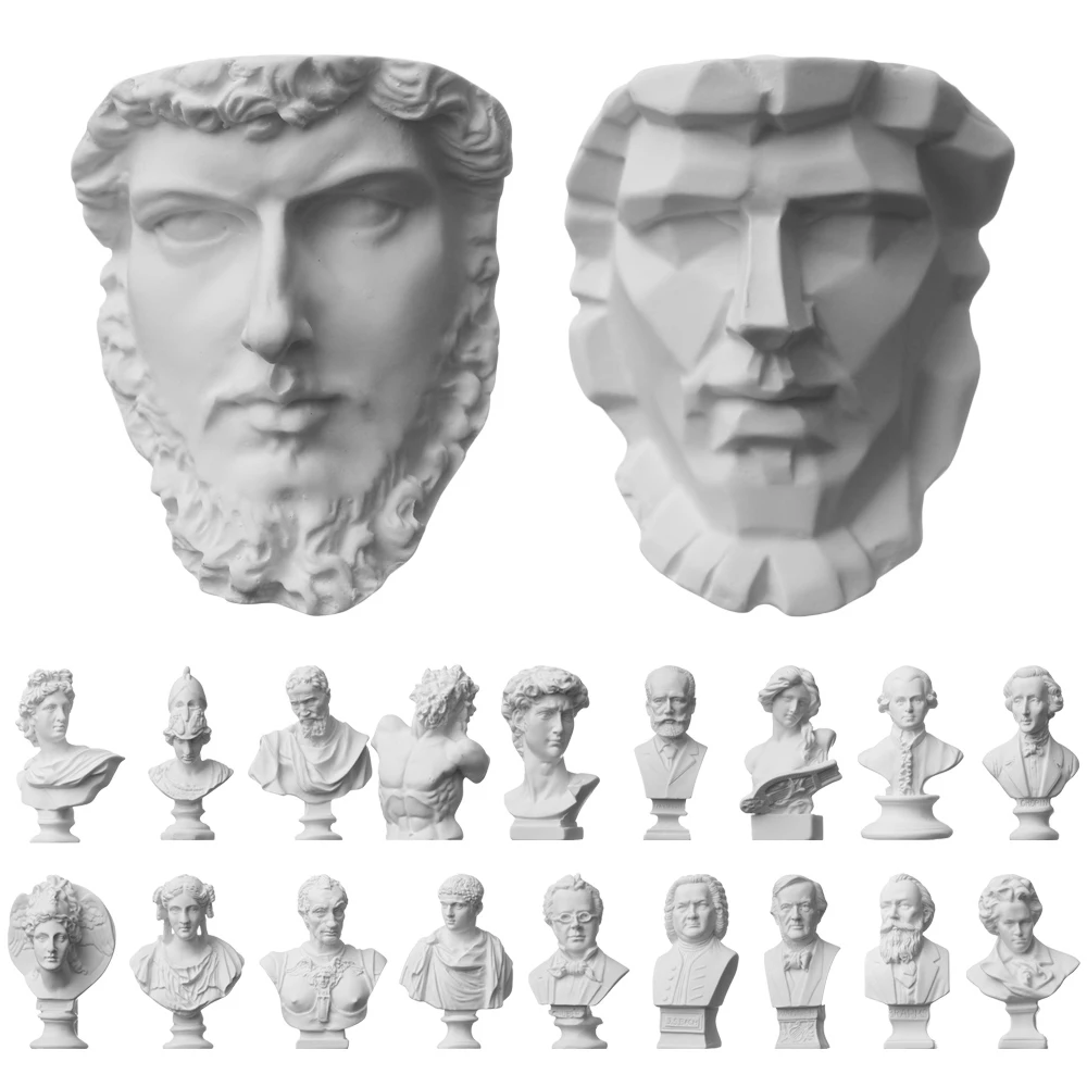 Miniature Figurines Greek Mythology Figurines Gypsum Portraits Bust Mini Gypsum Statue Drawing Practice Crafts Plaster Sculpture Nordic Home Decor