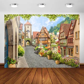 

Photography Background Italy Old Town Alley Landscape European Building Green Vine Children Travel Theme Backdrop Photo Studio
