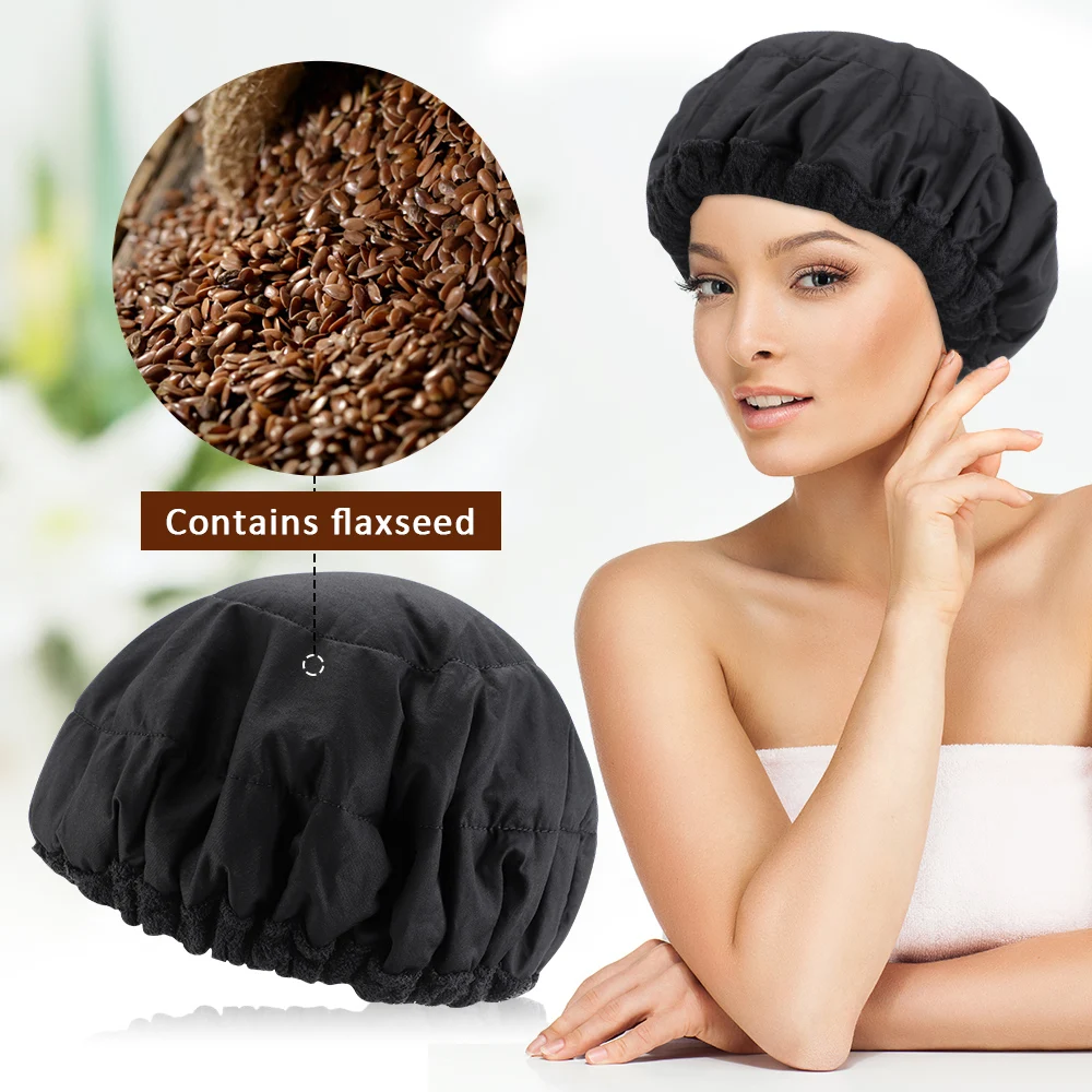 Microwavable Hot Head Thermal Heat Cap Heating Steamer for Hair Care Beauty Flax Seed Baked Oil Unplugged Repair Damaged Nursing