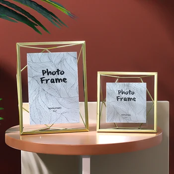 

Modern Simple Metal Photo Frame Entry Luxury Glass Picture Frames Home Decoration Desktop Wall Hanging Specimen Display Frames