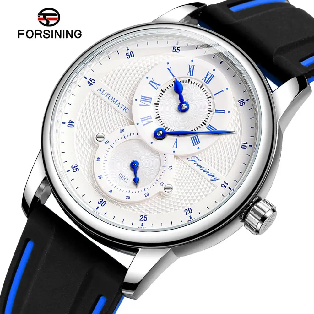 Wristwatch Mechanical-Watch Sport-Clock Forsining Transparent White Automatic Luxury Men