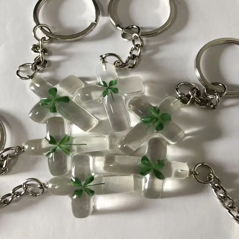 100 pcs Keychain Four Leaf Clover Taxidermy Resin Design Jewelry | Украшения и аксессуары
