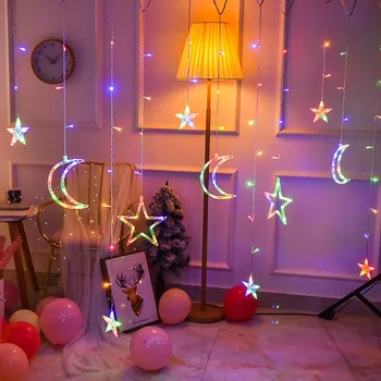 

3.5M 220V EU LED Moon Star Lights Christmas Light String Neon for Curtain Wedding Festival Wedding Decoration