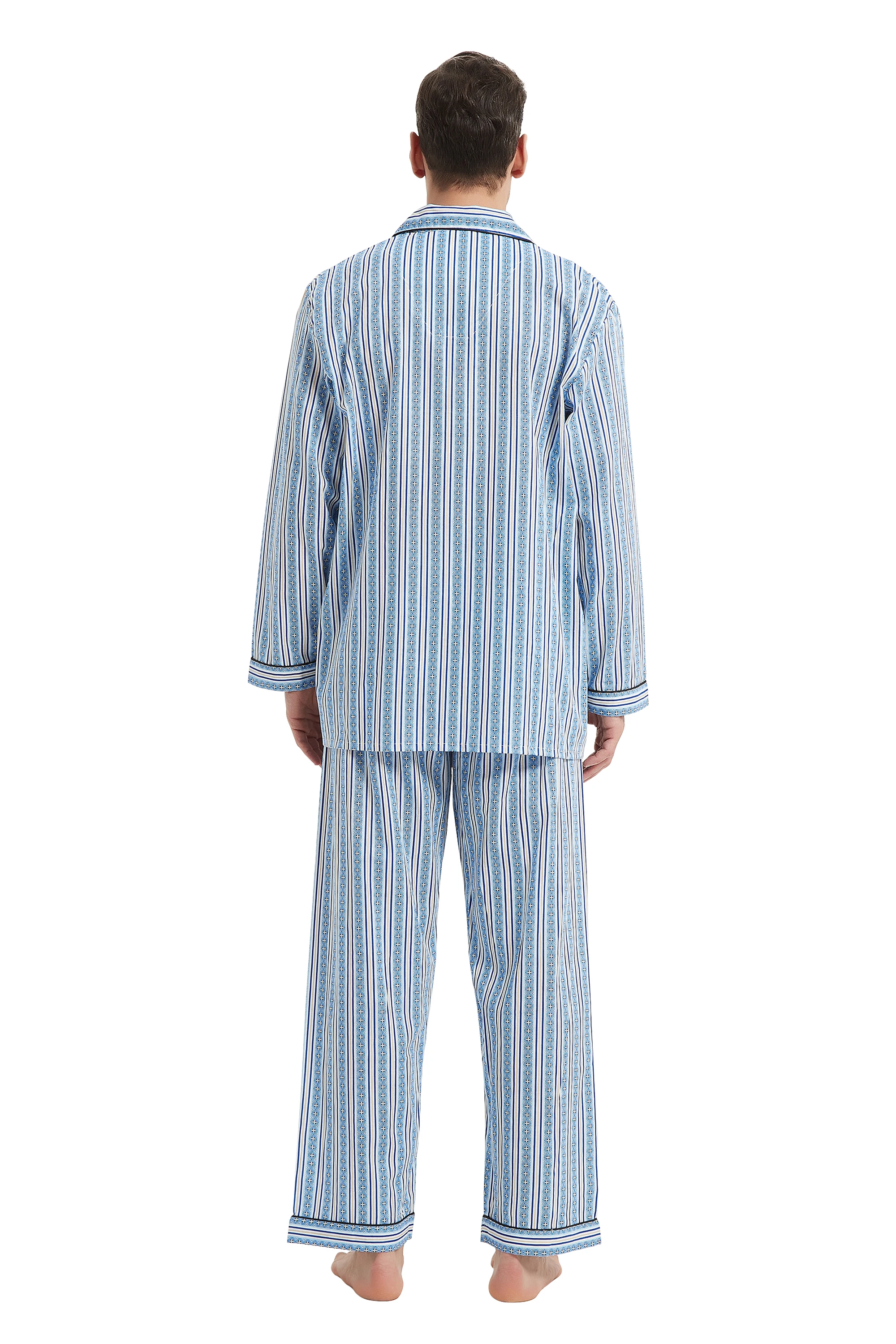 Global/pajamas men's button/set men's home/pajamas men's with pants suitable for spring and summer