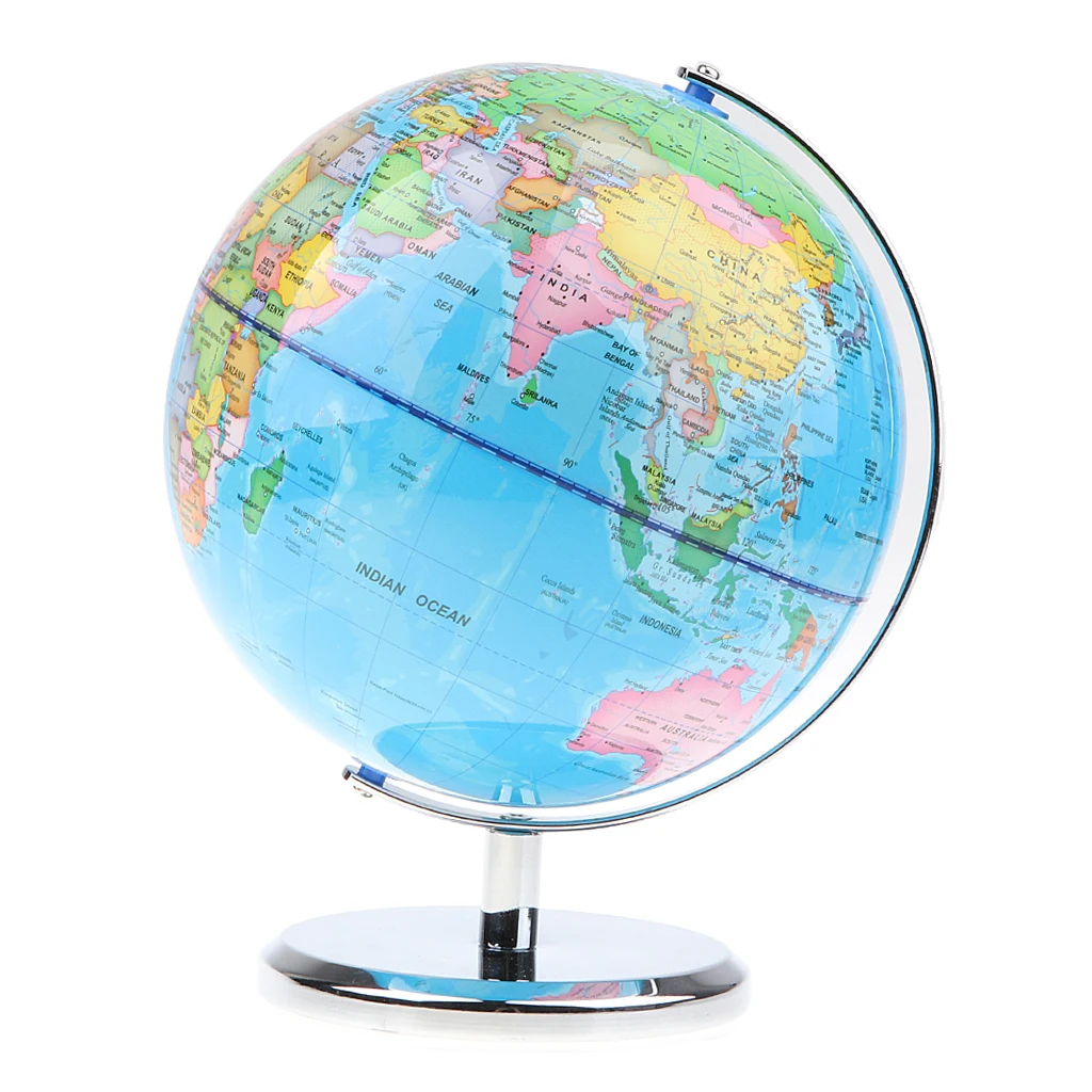 20cm Metal Base Geographical World Globe Map Educational Learning Toy - B