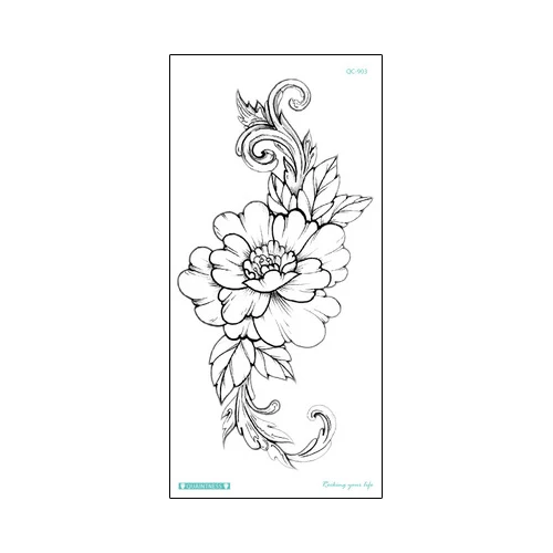 Black Flower Tattoo Sticker Arm Waist Leg Body Art for Woman Girl Beauty Temporary Tattoo Wedding Party Decoration Makeup Decals (2)