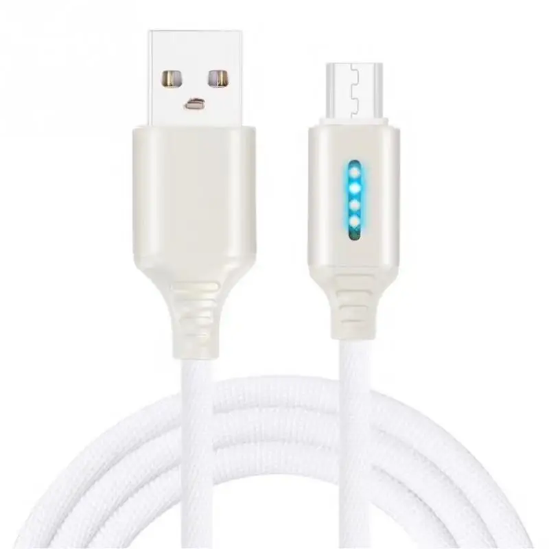1 м автоматическое отключение светодиодный USB кабель зарядное устройство для type-C Android для iPhone XS MAX XR X 8 7 Быстрая зарядка мобильного телефона зарядный шнур данных - Цвет: Белый