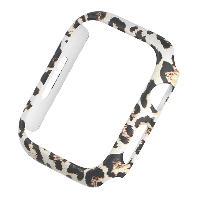 Case for Apple Watch Case Series 7 41mm 45mm iWatch Bumper Edge Case PC Shockproof Protective Cover Frame for iWatch 7 654 321 Yellow leopard